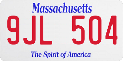 MA license plate 9JL504