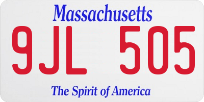 MA license plate 9JL505