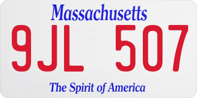 MA license plate 9JL507