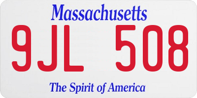 MA license plate 9JL508