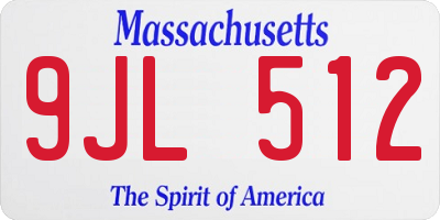 MA license plate 9JL512