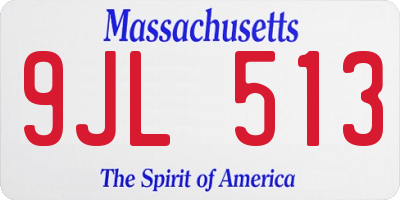 MA license plate 9JL513