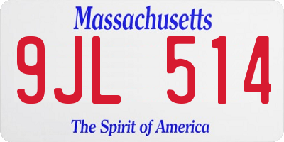 MA license plate 9JL514