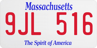 MA license plate 9JL516
