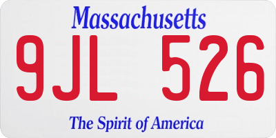 MA license plate 9JL526
