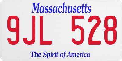 MA license plate 9JL528