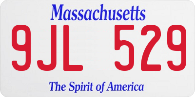 MA license plate 9JL529