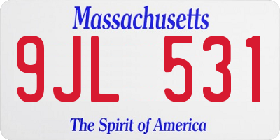 MA license plate 9JL531
