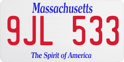MA license plate 9JL533