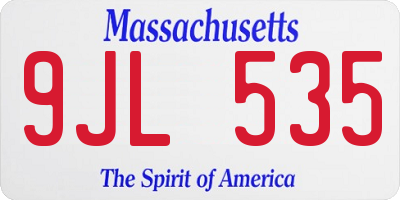 MA license plate 9JL535