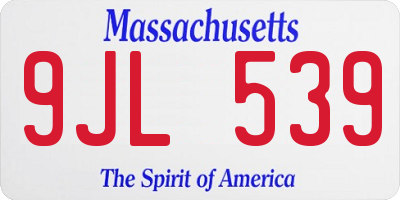 MA license plate 9JL539