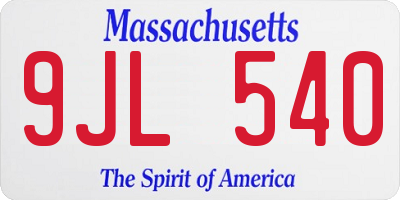 MA license plate 9JL540