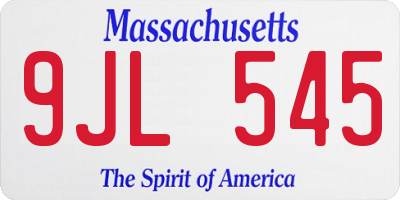 MA license plate 9JL545