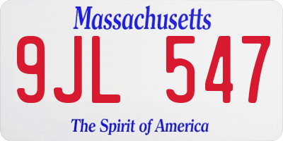 MA license plate 9JL547