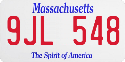 MA license plate 9JL548