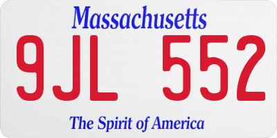 MA license plate 9JL552