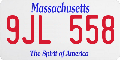 MA license plate 9JL558