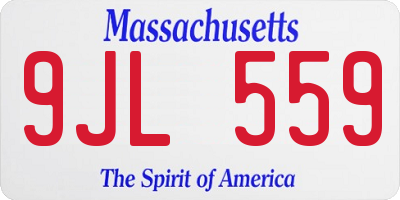 MA license plate 9JL559