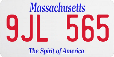 MA license plate 9JL565