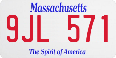 MA license plate 9JL571