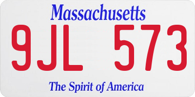 MA license plate 9JL573