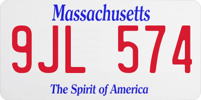 MA license plate 9JL574