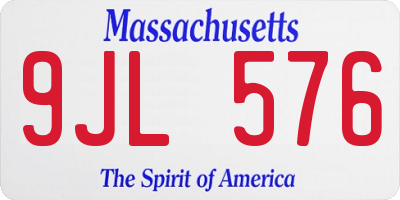 MA license plate 9JL576