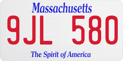 MA license plate 9JL580