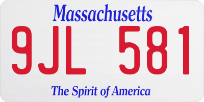 MA license plate 9JL581