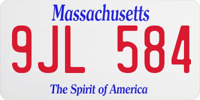 MA license plate 9JL584