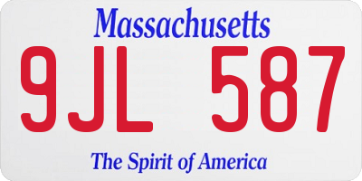 MA license plate 9JL587