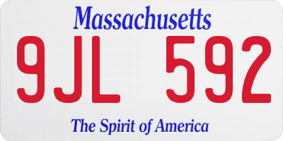 MA license plate 9JL592
