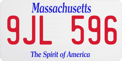 MA license plate 9JL596