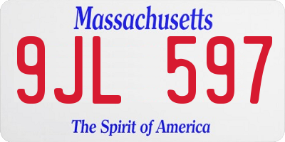 MA license plate 9JL597
