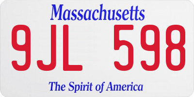 MA license plate 9JL598
