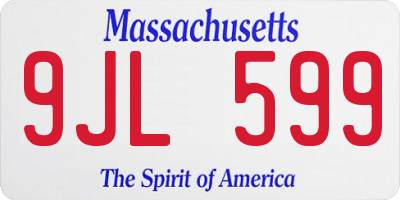 MA license plate 9JL599