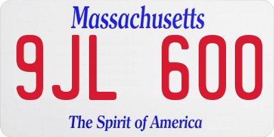 MA license plate 9JL600