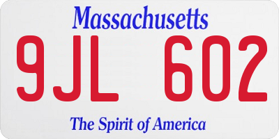 MA license plate 9JL602
