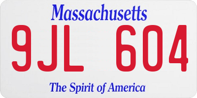 MA license plate 9JL604