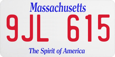 MA license plate 9JL615