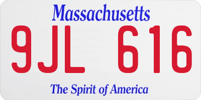 MA license plate 9JL616