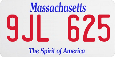 MA license plate 9JL625