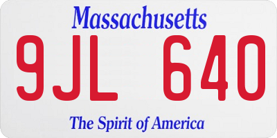 MA license plate 9JL640