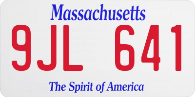 MA license plate 9JL641