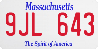 MA license plate 9JL643