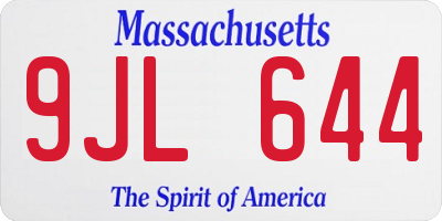 MA license plate 9JL644