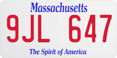 MA license plate 9JL647
