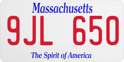 MA license plate 9JL650