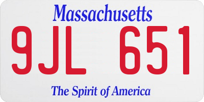 MA license plate 9JL651