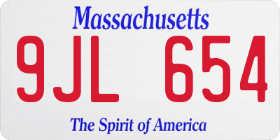 MA license plate 9JL654